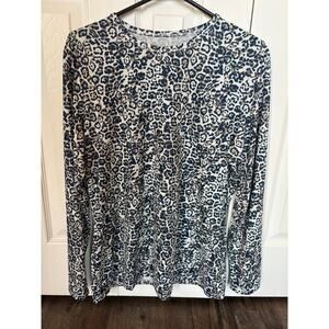 Cuddl‎ Duds Microwear Women's XL Leopard Print Blue Taupe Base Layer Stretch